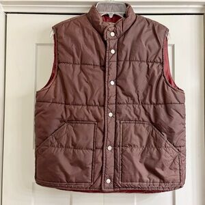 Montgomery Ward Brown Puffer Vest Snap Front Side Pockets Men’s Medium Vintage